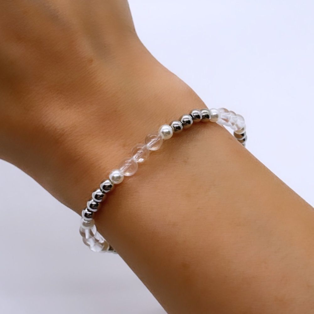 NWT Wool + Pepper Co. Clear Beaded Bracelet